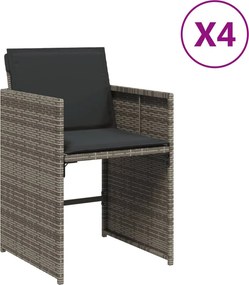 vidaXL 4 db szürke polyrattan kerti szék párnával