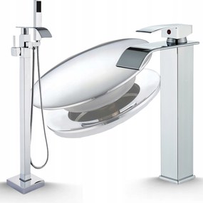 Kád csaptelep Króm Mosdó csaptelep Fürdőszoba csaptelep szett Sorozat