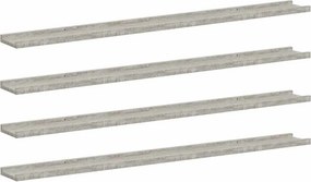 vidaXL 4 db betonszürke fali polc 115 x 9 x 3 cm