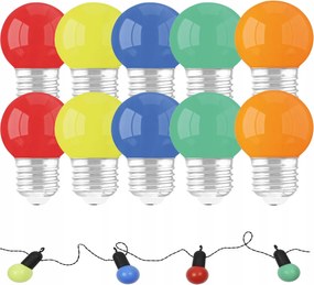 10 x E27 Színes Izzó Dekorációs Füzérekhez 1W Led Színkeverék