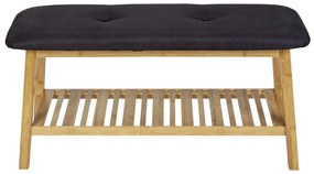 Fekete-natúr színű bambusz ülőkés cipőtartó Ecori – Wenko