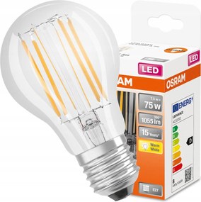 Led izzó E27 A60 7,5W 75W 2700K Filament Osram