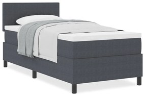 Box Spring Ágy Matrac Sötétszürke Egyszemélyes Kordbársony Textil