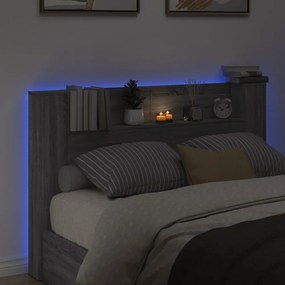szürke sonoma színű áthidalószekrény LED-ekkel 160x16,5x103,5cm