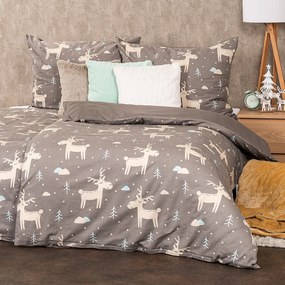 4Home Happy reindeer flanel ágyneműhuzat, 140 x 220 cm, 70 x 90 cm