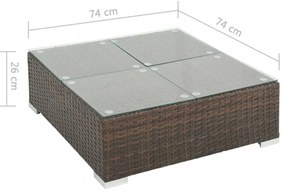7-részes barna polyrattan kerti bútorszett párnákkal