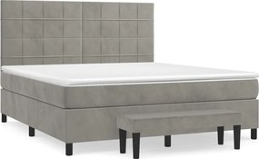vidaXL világosszürke bársony rugós ágy matraccal 180x200 cm