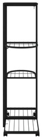 4 szintes fekete vas virágtartó állvány kerekekkel 44x23x80 cm