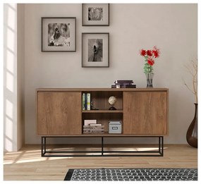 Natúr színű alacsony komód diófa dekorral 140x72 cm Rodez – Kalune Design