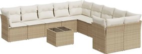 vidaXL 11 részes bézs polyrattan kerti ülőgarnitúra párnákkal