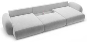 Világosszürke bársony kinyitható-tárolóhelyes (U alakú) sarokkanapé Tonale – Cosmopolitan Design