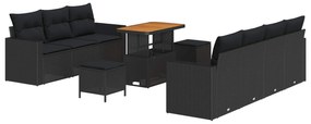 vidaXL Kerti Kanapé Szett párnával tárolóval 10 pcs Fekete