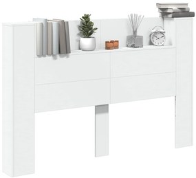 Fejtámla LED -es lámpákkal Fehér 160 x 16,5 x 103,5 cm Faanyag