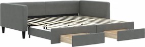 vidaXL sötétszürke kihúzható szövetheverő fiókokkal 100 x 200 cm