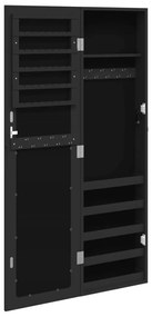fekete falra szerelhető tükrös ékszerszekrény 30x8,5x106 cm
