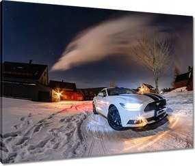 Vászonkép 80x60 Fehér Ford Mustang télen