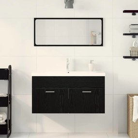 Fürdőszoba bútor szett 3 pcs Fekete tölgy 90 x 38.5 x 46 cm