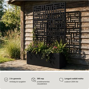 Fém kerti pergola virágládával 3in1, fekete, 1200x1800x300 mm: ROSE