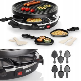Szuper Kerek Elektromos Raclette Grill 6 serpenyő 6 spatula 800W Grill