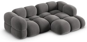 Szürke bársony sarokkanapé (jobb oldali-heverő résszel) Loretto – Cosmopolitan Design