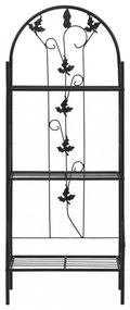 háromszintes fekete vas virágtartó állvány 52 x 28 x 128 cm
