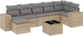 vidaXL 8 részes bézs polyrattan kerti ülőgarnitúra párnával