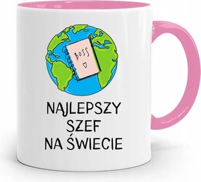 Rózsaszín Bögre Ajándék Főnöknek Legjobb Főnök fényképes nyomtatással