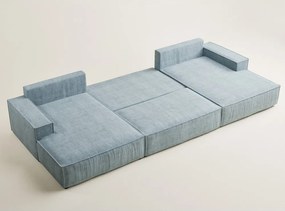 Világoskék zsenília kinyitható-tárolóhelyes sarokkanapé (U alakú) Kyoto – Maison de Rêve