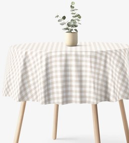 Goldea kör alakú pamut terítő - latté kockás Ø 120 cm