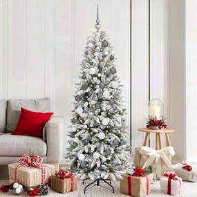 Műkarácsonyfa LED -es lámpákkal Fehér 180cm PVC