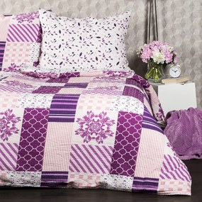 4Home Patchwork violet krepp ágynemű, 140 x 220 cm, 70 x 90 cm