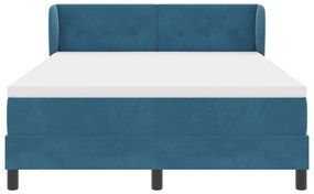 Boxspring Ágy Matrac Ráccsal Sötét Kék 160x200 cm Bársony