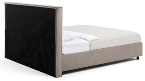 Szürkésbarna kárpitozott ágyneműtartós franciaágy ágyráccsal 160x200 cm Myra Bold – Bonami Selection