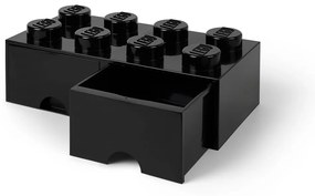 Négyszögeletes fekete tárolódoboz 2 fiókkal - LEGO®