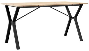 tömör fenyőfa és öntöttvas étkezőasztal Y-vázzal 160x80x75 cm