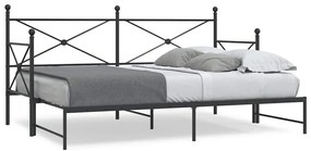 fekete acél kihúzható kanapéágy matrac nélkül 75x190 cm