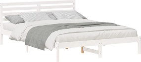 vidaXL Ágykeret fejtámlával Fehér 160 x 220 cm Tömör fenyőfa