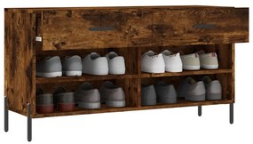 füstös tölgy színű szerelt fa cipőpolc 102x35x55 cm