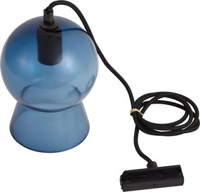 Retro függőlámpa fekete kék üveggel 1 fázisú sínrendszerhez - Iconic Bell