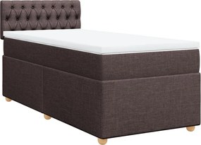 vidaXL sötétbarna szövet rugós ágy matraccal 100 x 200 cm