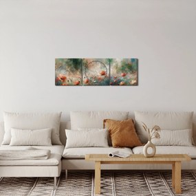 Kép – Pipacsmező absztrakciója (órával) (90x30 cm)
