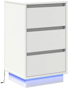 éjjeli szekrény LED világítással, fehér 39x34,5x65 cm szerelt fa