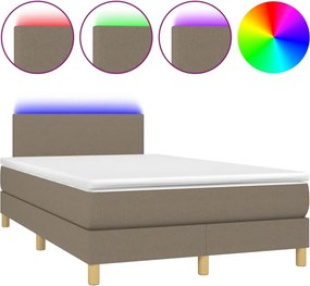 vidaXL tópszínű szövet rugós és LED-es ágy matraccal 120x190cm