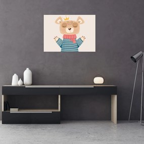 Kép - Bézs mackó koronával (70x50 cm)