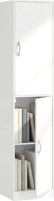HOMCOM 5 polcos könyvespolc 2 ajtóval, állítható polcokkal | Modern állópolc 40 x 35 x 180 cm, fehér | Aosom