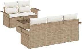 vidaXL Kanapé Szett párnával 6 pcs Bézs polirattan