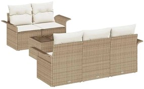vidaXL Kanapé Szett párnával 6 pcs Bézs polirattan
