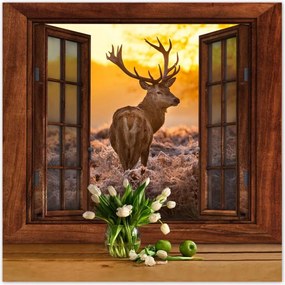 Poszterek 140x140 Méltóságteljes szarvas a réten