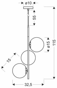 Csillár zsinóron DUO 3xE14/40W/230V arany/fekete