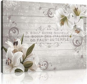 Vászonkép 100x75 Liliomok rusztikus stílusban dekoráció a nappaliba vagy a hálószobába